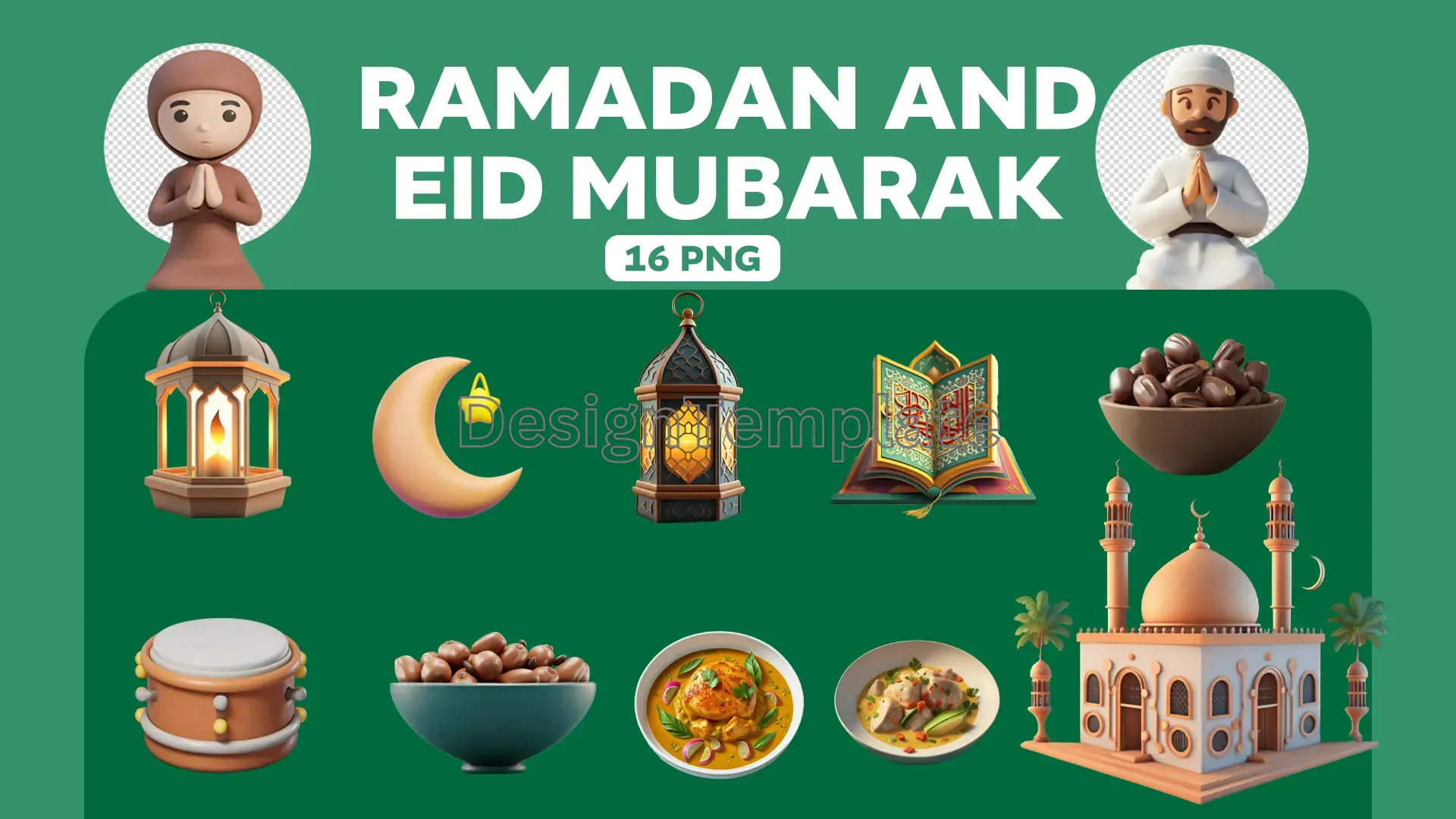 Festive Faith Ramadan and Eid Mubarak 3D Elements Pack